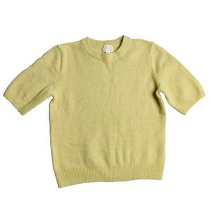 H&M Divided Womens Short Sleeve Knit Sweater Pale Yellow Crew Neck XSmall